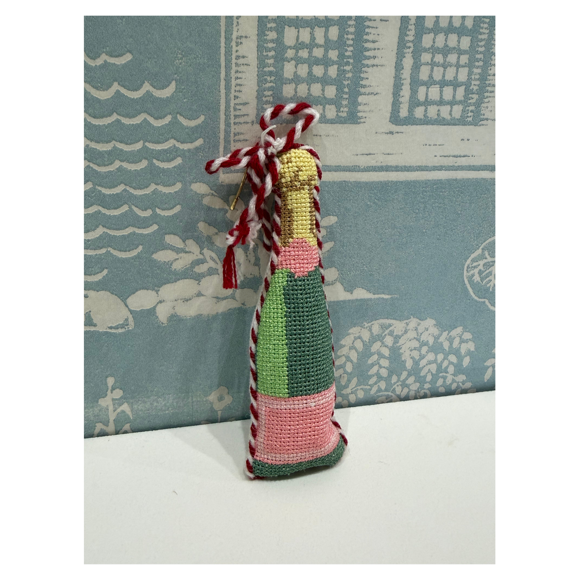 Champagne Needlepoint Ornament