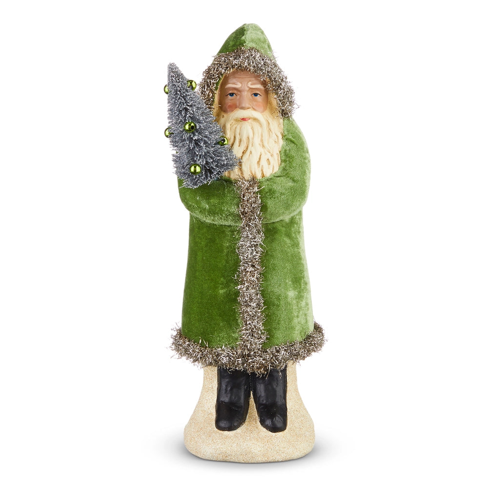 12" Green Velvet Santa