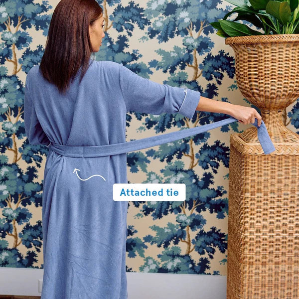 Weezie Women’s Long Scallop Lightweight Robe- Periwinkle