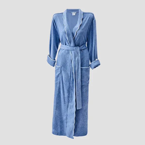 Weezie Women’s Long Scallop Lightweight Robe- Periwinkle