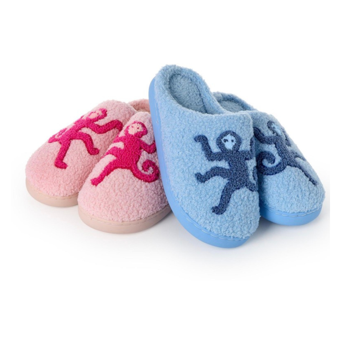 Blue Happy Monkey Slippers