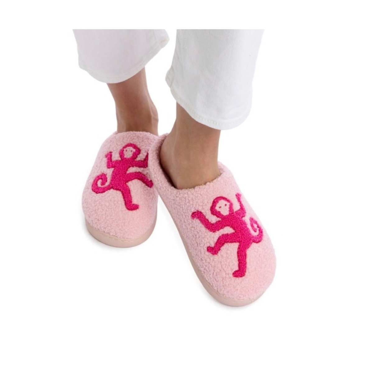 Pink Happy Monkey Slippers