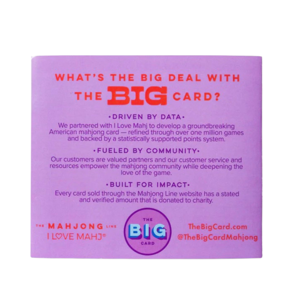 The Big Card 2026: American Mahjong Playing Card