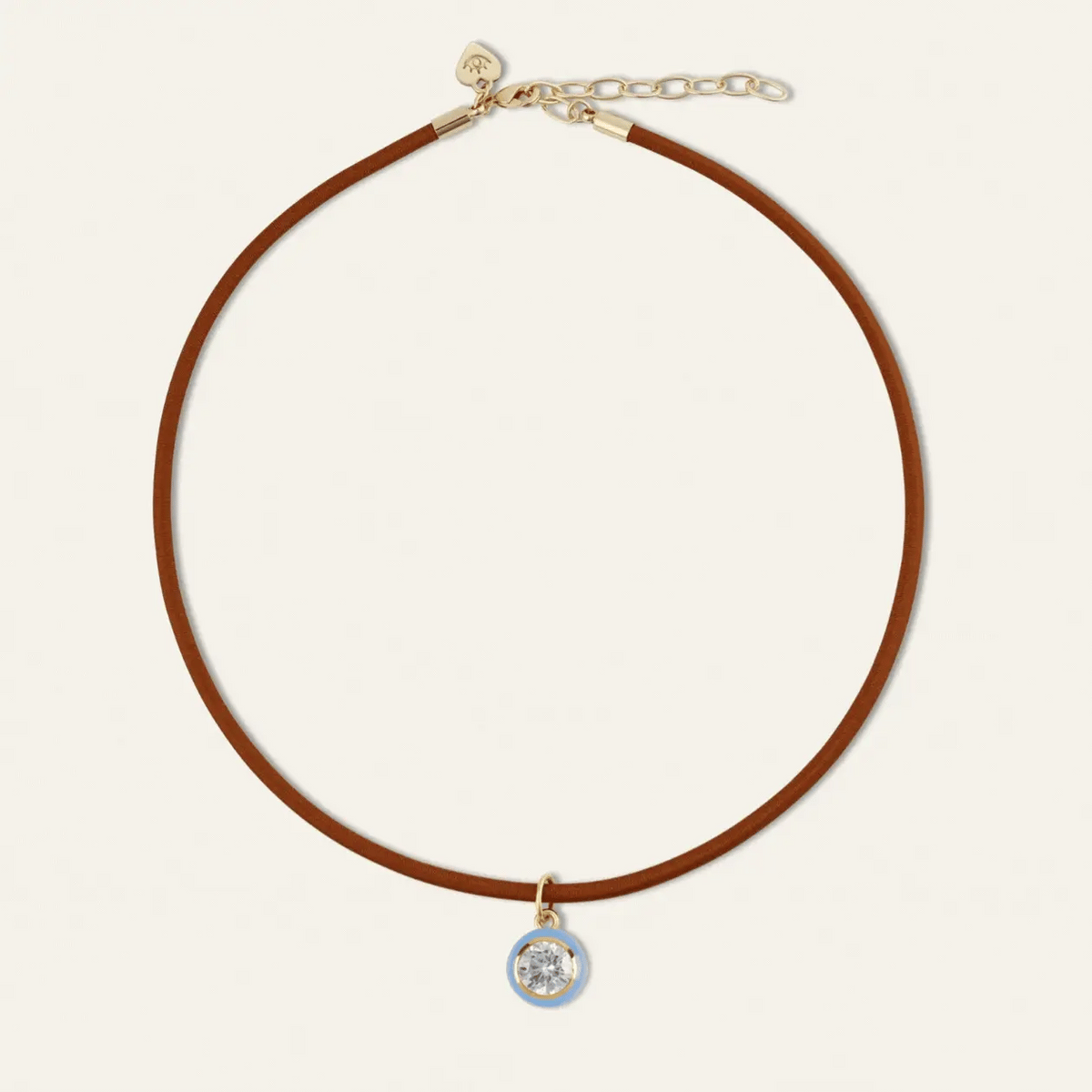 HART Copper Clasp Cord Necklace with Enamel Bezel Charm