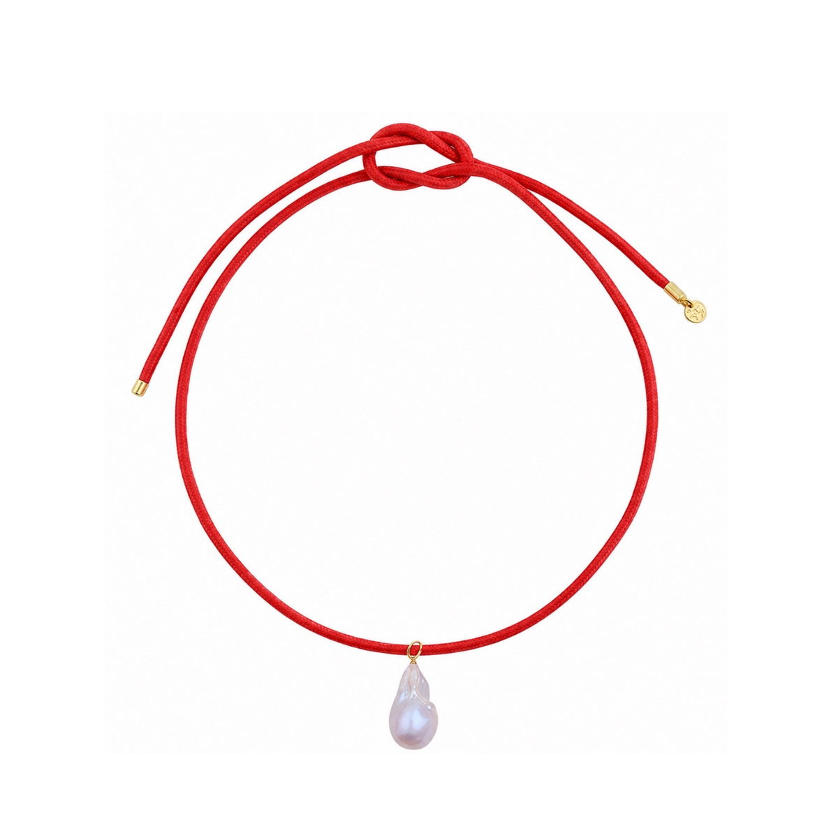 HART Coral Red Cord Necklace with Baroque Pearl Charm