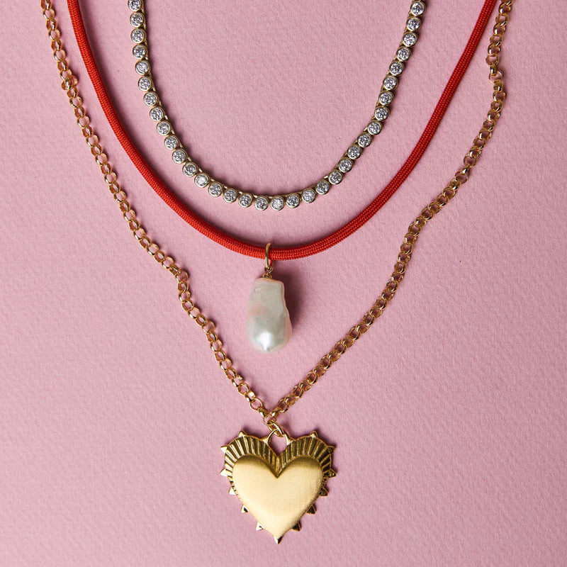 HART Coral Cord Necklace with Baroque Pearl Charm