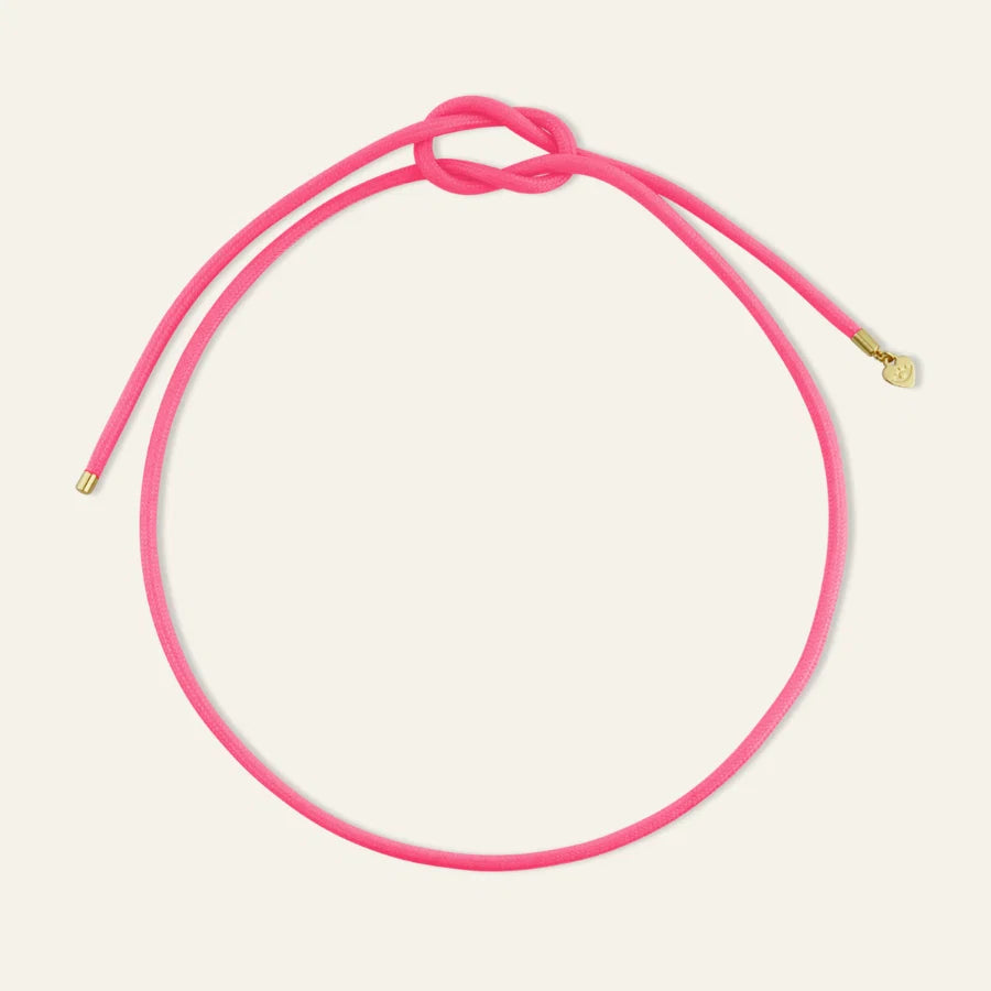 HART Hot Pink Cord Necklace with Blue Enamel Bezel Charm