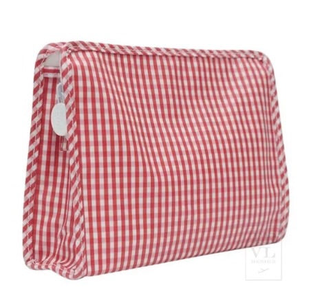 Roadie Large zip pouch- Gingham Red