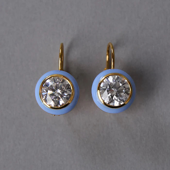 HART Blue Enamel Bezel Drop Earring
