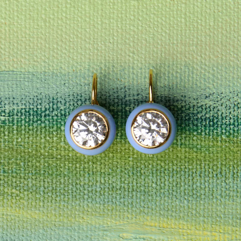 HART Blue Enamel Bezel Drop Earring