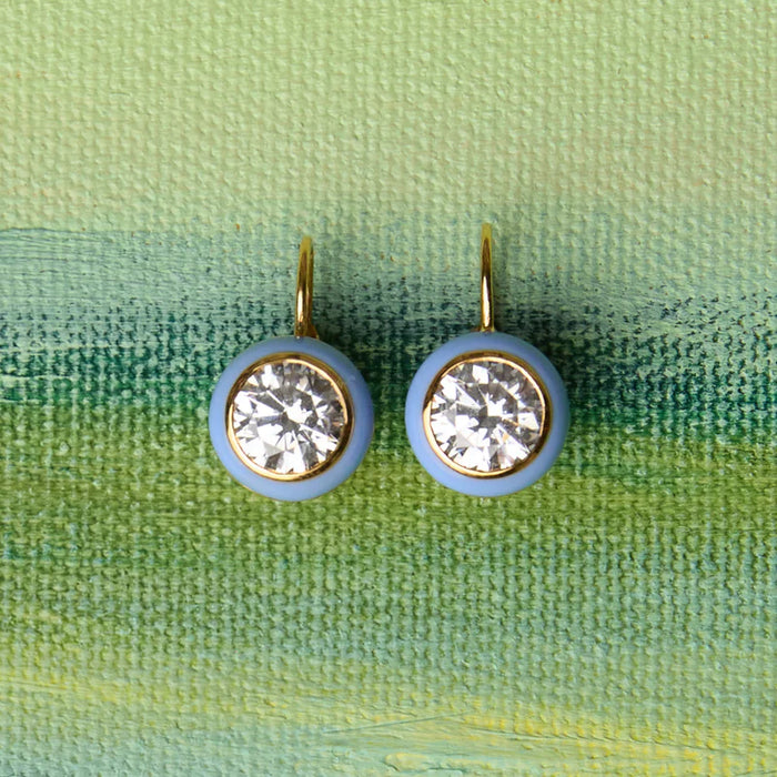 HART Blue Enamel Bezel Drop Earring