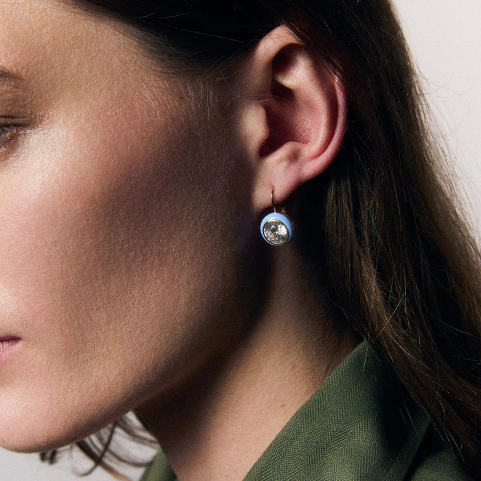 HART Blue Enamel Bezel Drop Earring
