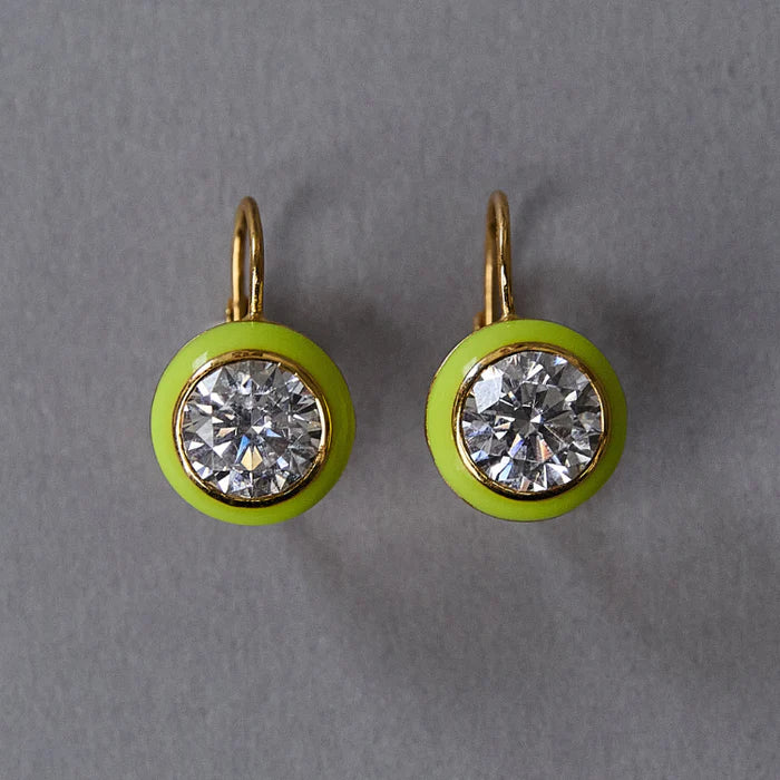 HART Chartreuse Enamel Bezel Drop Earring