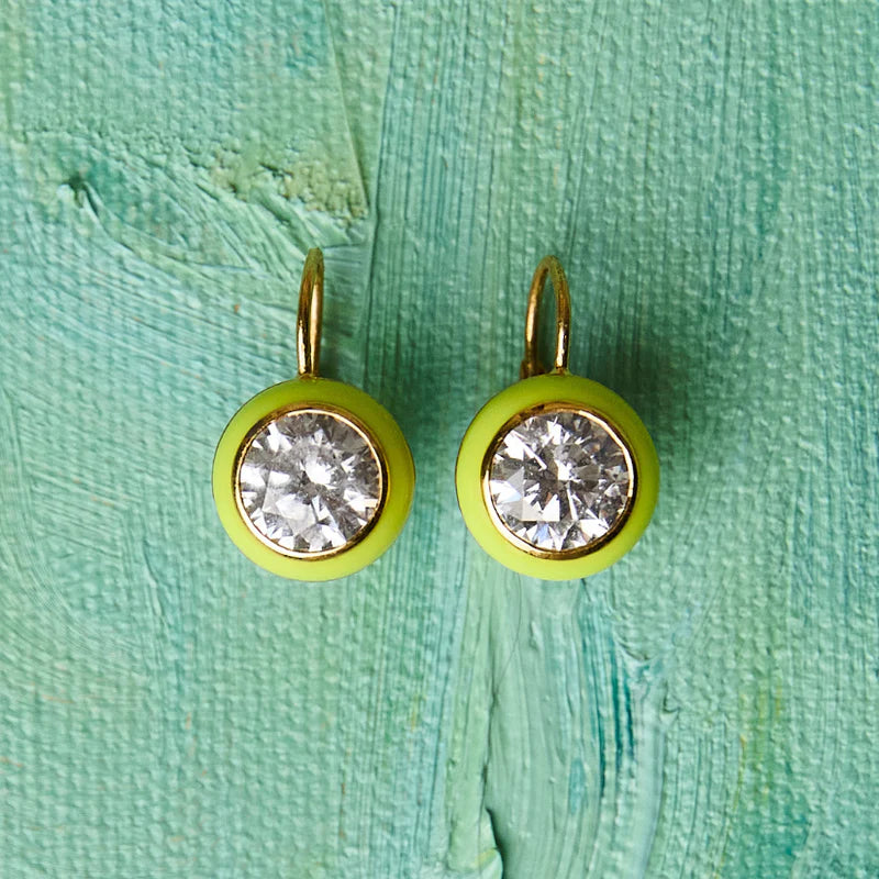HART Chartreuse Enamel Bezel Drop Earring