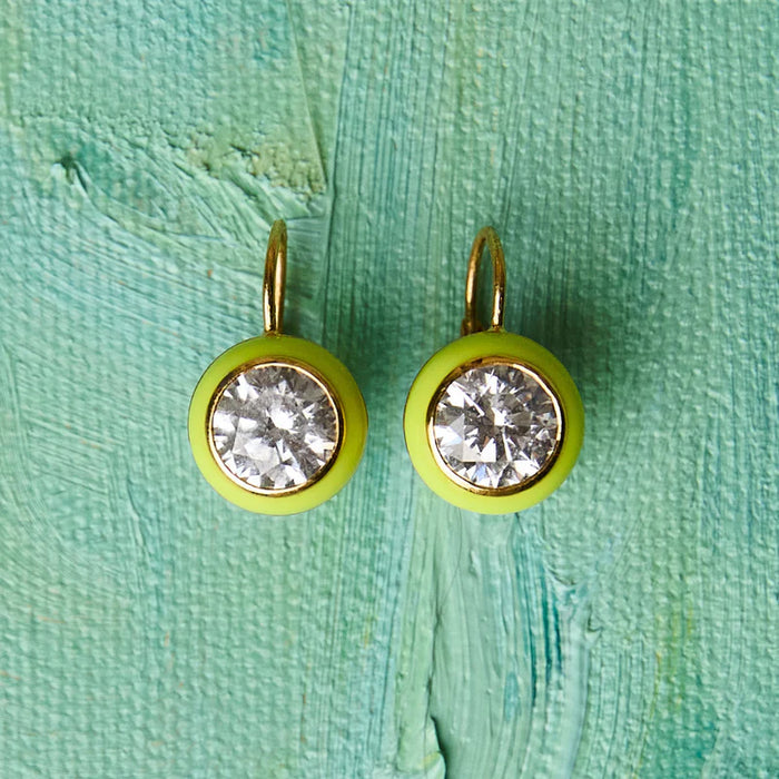HART Chartreuse Enamel Bezel Drop Earring