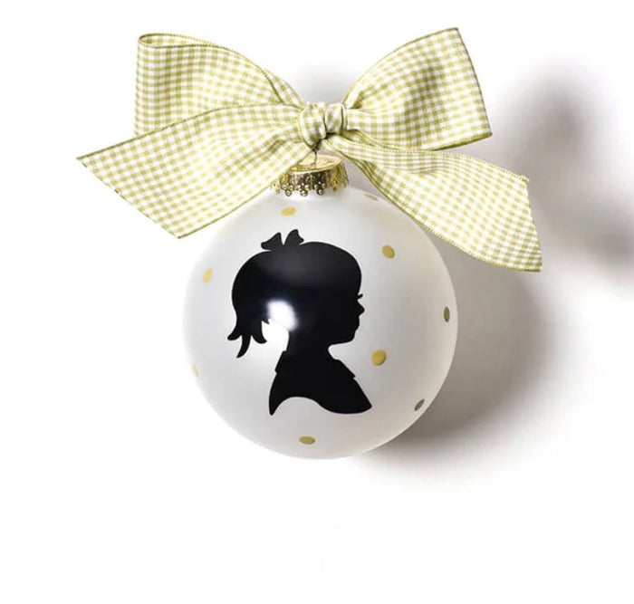 Girl Silhouette Glass Ornament
