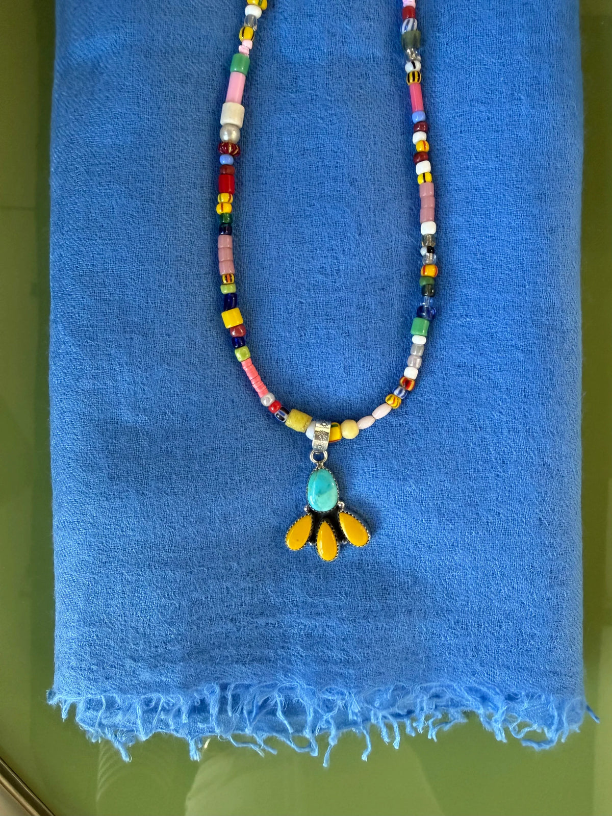Turquoise and Yellow drop