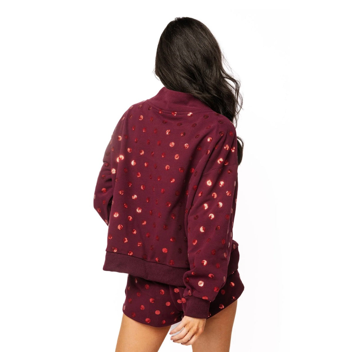 QOS Red Polka Dot Card Logo Nutcracker Mockneck