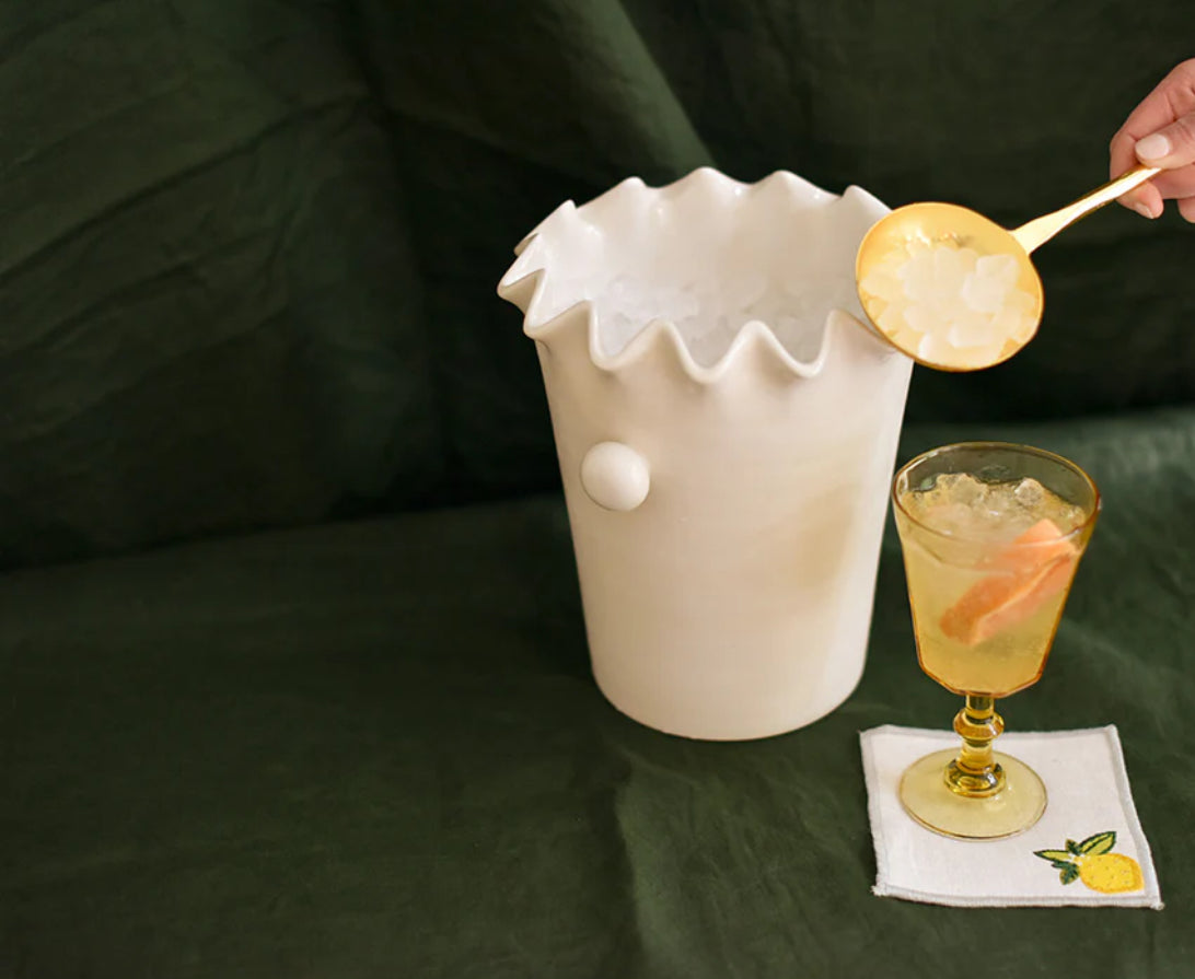 Signature White Ruffle Ice Bucket