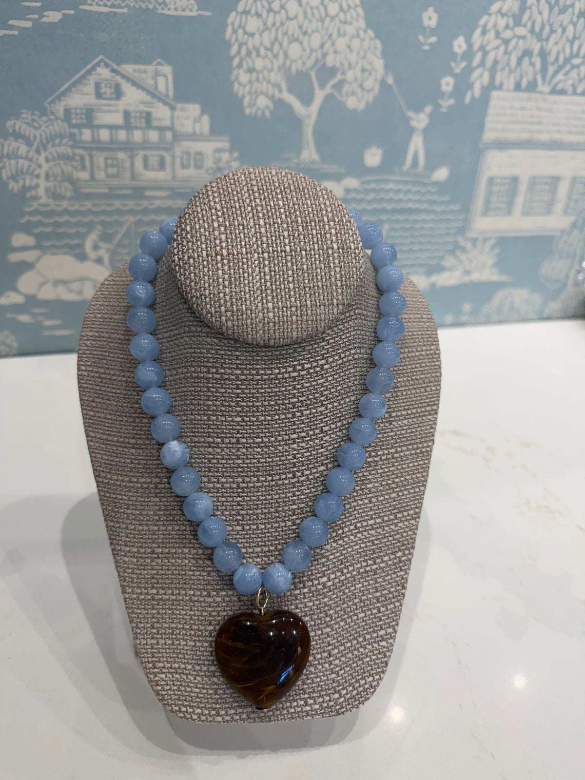Amber Heart Beaded Necklace