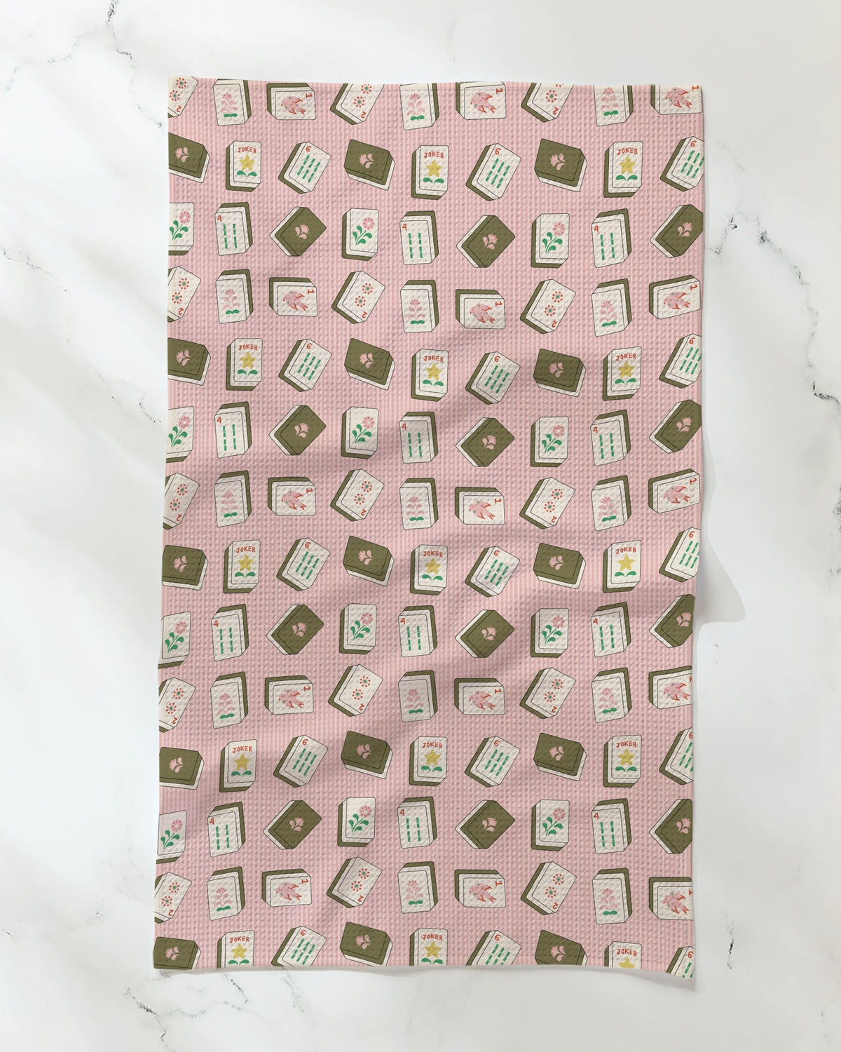 Flower Tiles Tea Towel: Green