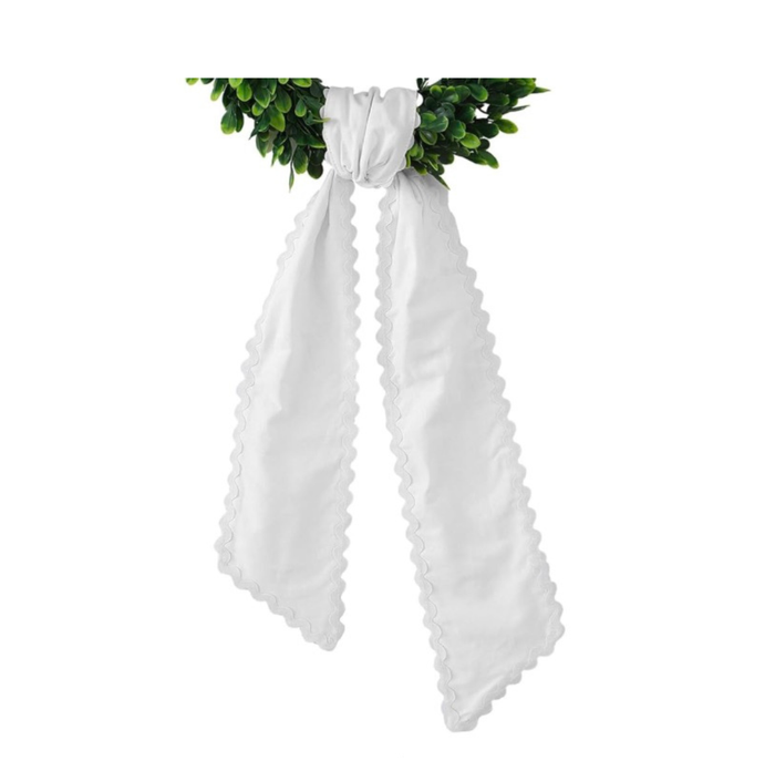 Wreath Sash- White Scalloped