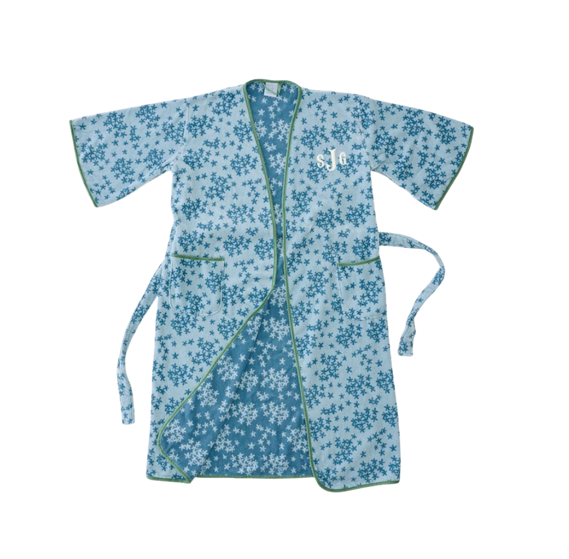 Weezie Blue Petal Women’s Bell Sleeve Plush Robe