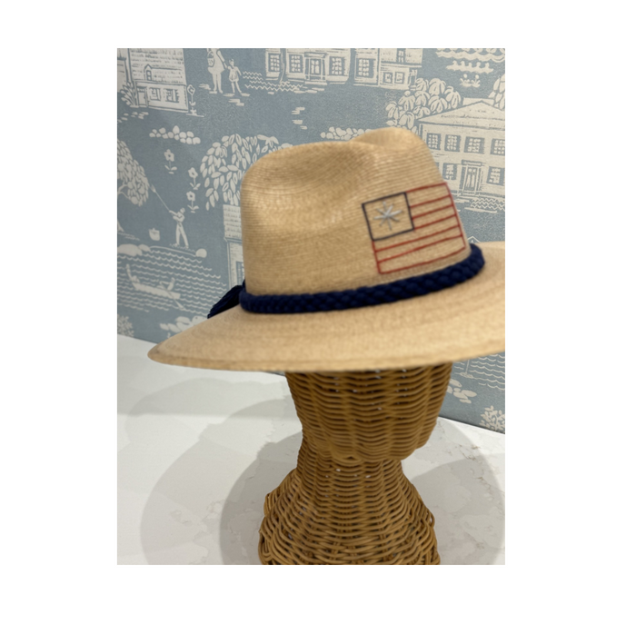 Natural Palm with American Flag Hat