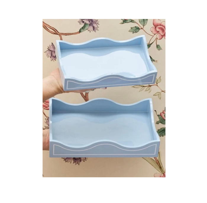 Weezie - Lacquered Hydrangea Blue Large Tray