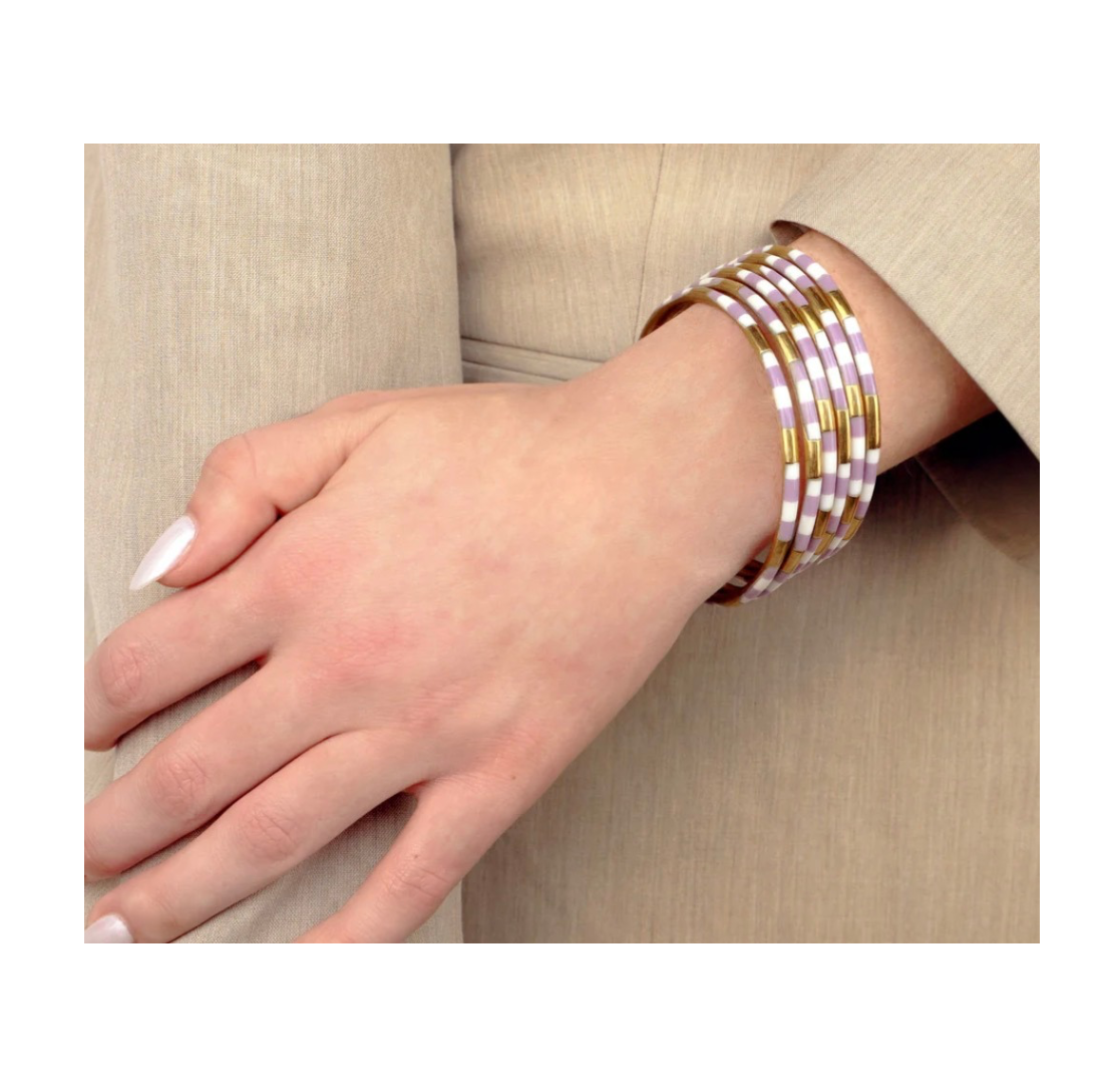 LILAC/WHITE VEDA BANGLES - SET OF 6