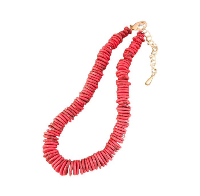 Red Gemstone Heishi Disc Necklace