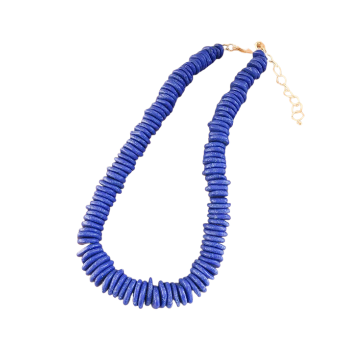 Blue Gemstone Heishi Disc Necklace