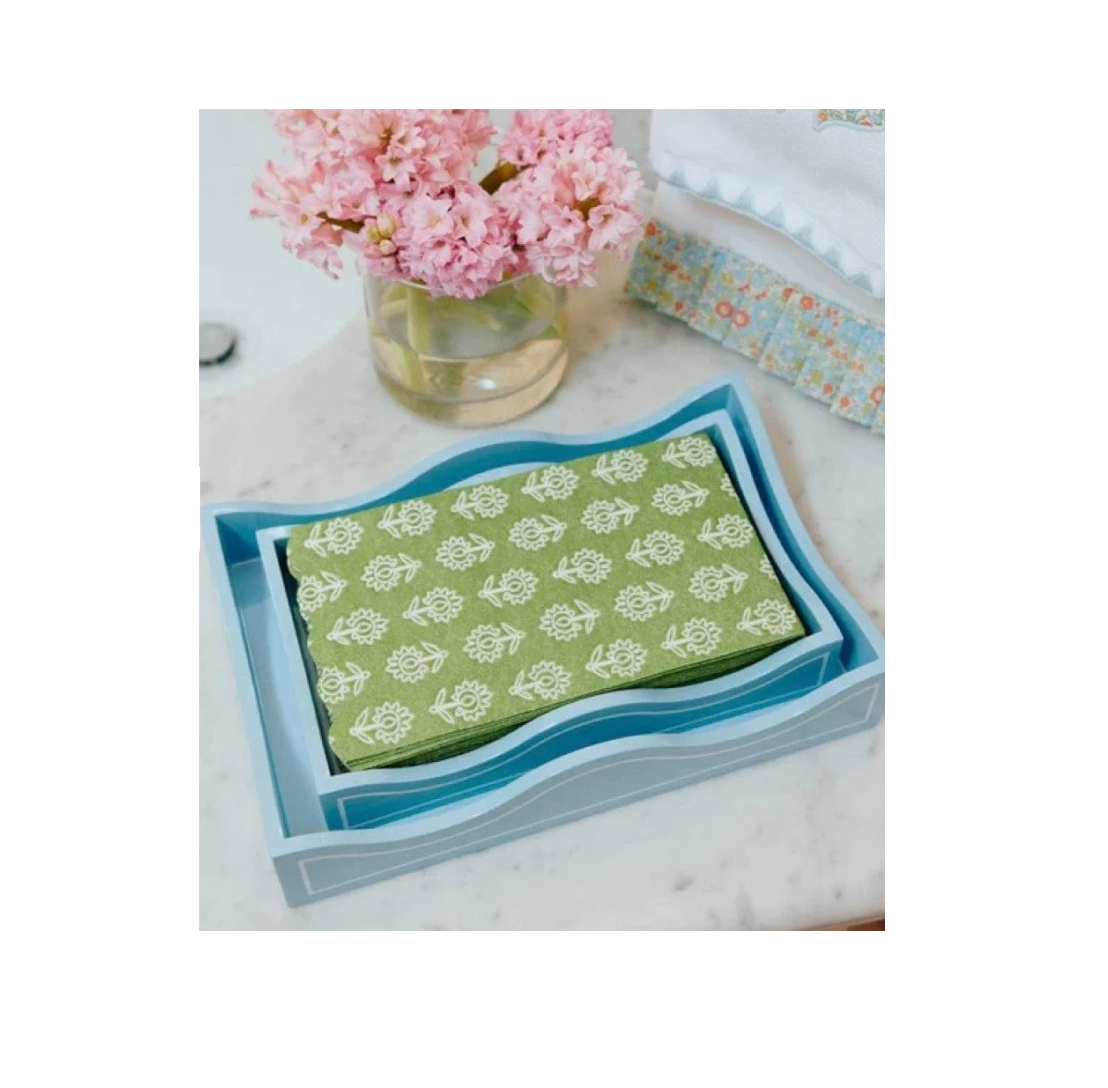 Weezie - Lacquered Hydrangea Blue Large Tray