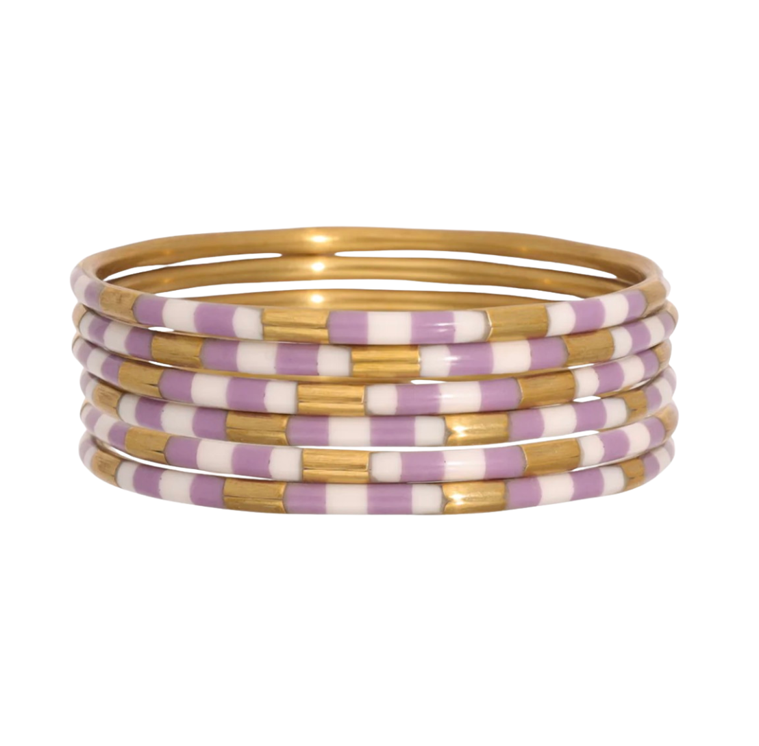 LILAC/WHITE VEDA BANGLES - SET OF 6