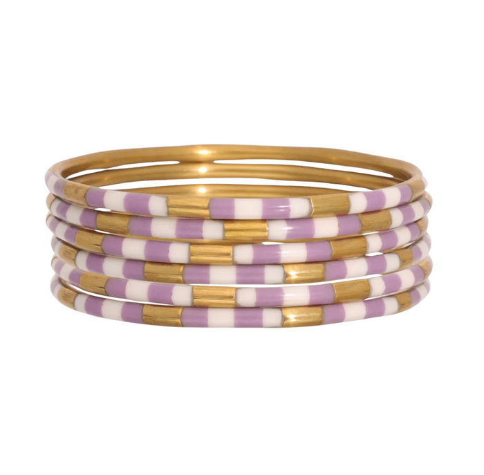 LILAC/WHITE VEDA BANGLES - SET OF 6