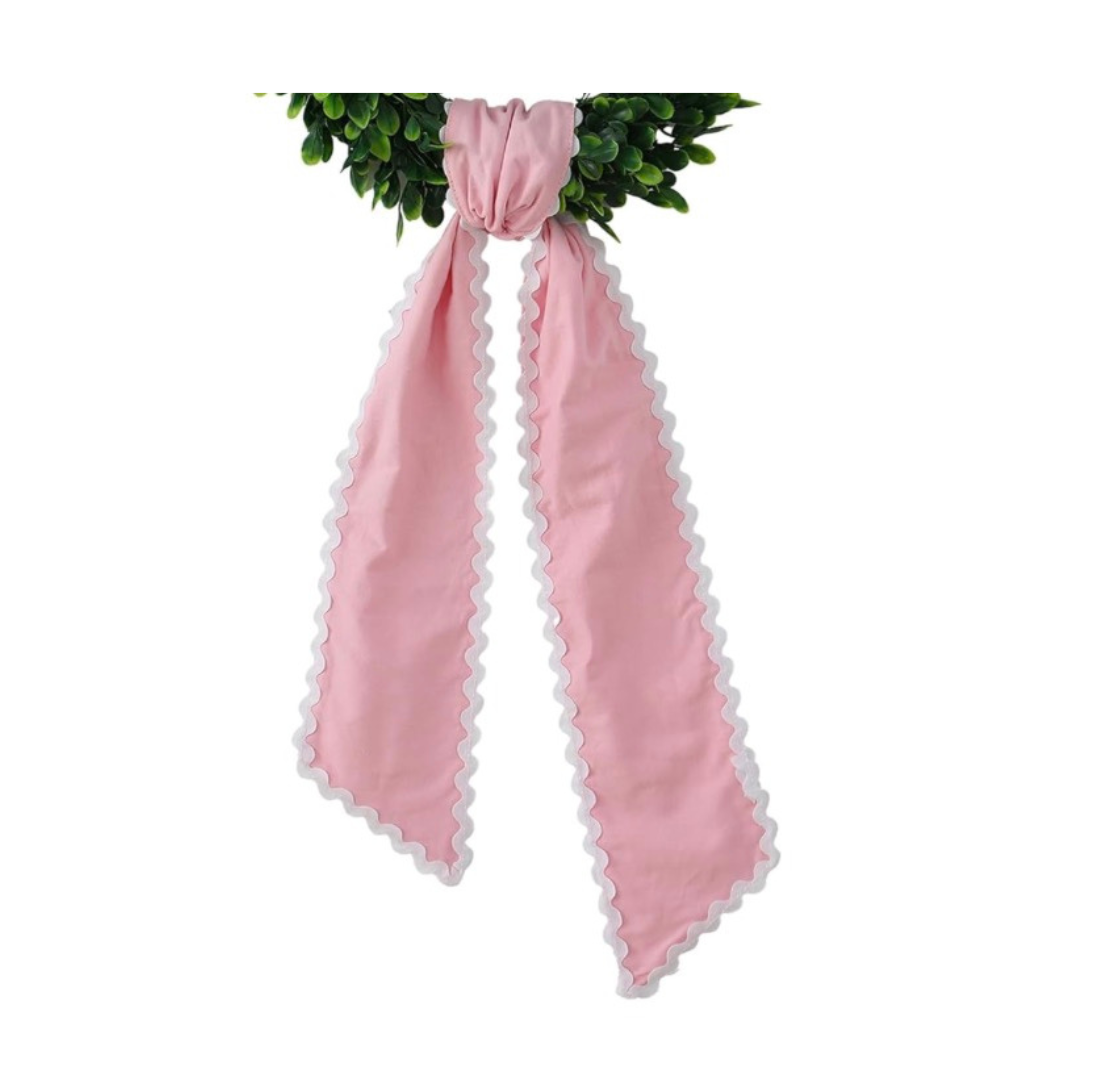Wreath Sash- Red with White Scalloped Trim
