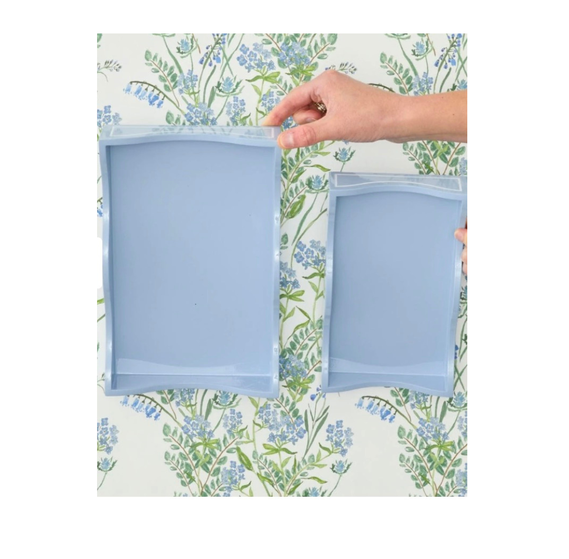 Weezie - Lacquered Hydrangea Blue Large Tray