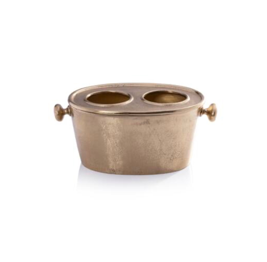 Alloy Two Bottle Wine Holder - Gold