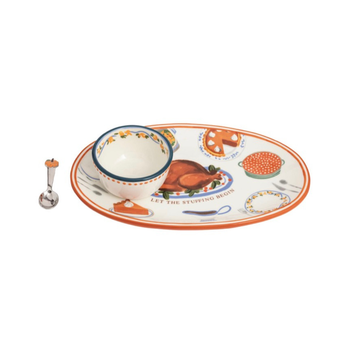 Turkey Dinner Tray & Dip Set