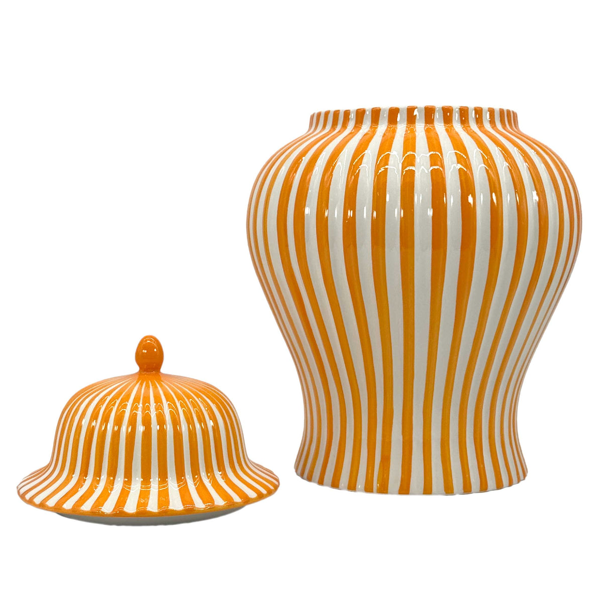 Orange & White Candy Cane Striped Ceramic Vase 18"