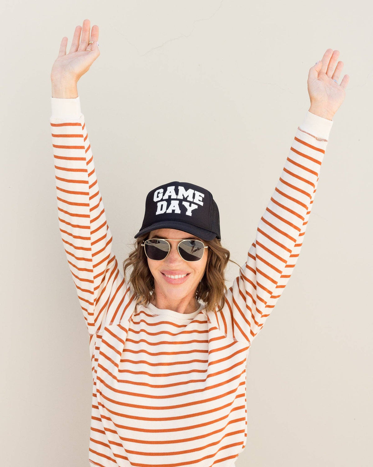 Game Day Trucker Hat in Black: Black