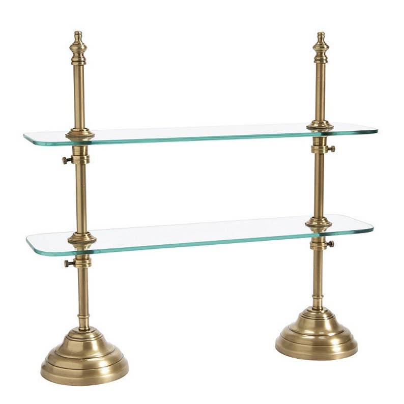 Glass Serving Stand Table top Glass brass antique