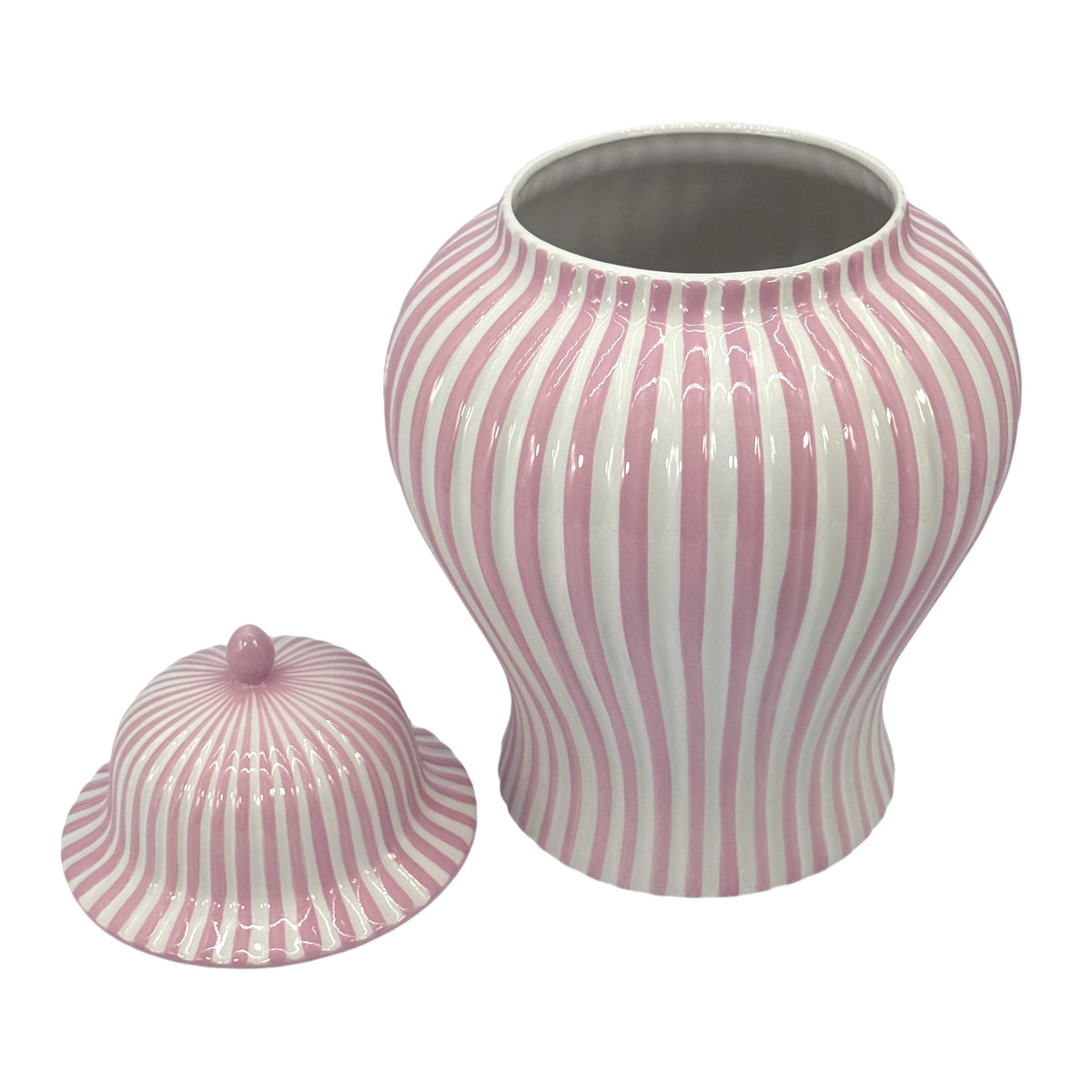 Pink & White Candy Cane Striped Ceramic Vase 18"