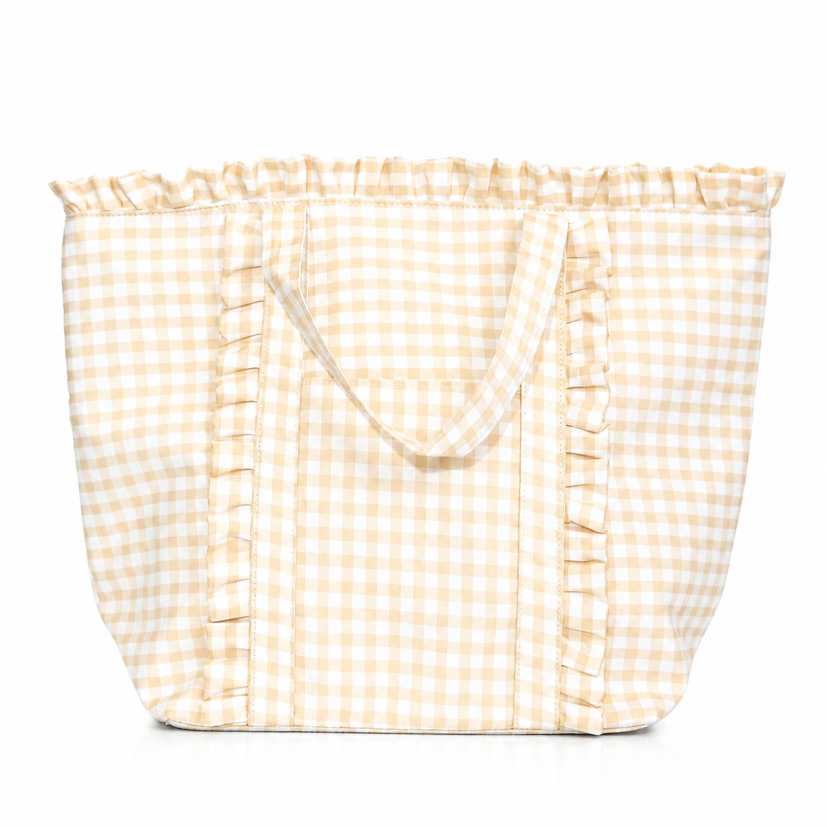 Gingham Ruffle Tote Bag Gingham Tote Embroidery Friendly : Royal