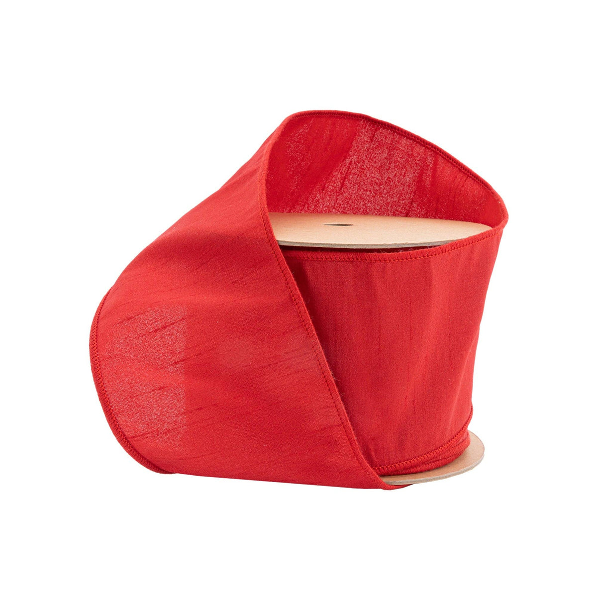 4" Wired Dupioni Ribbon | Red | 10 Yard Roll
