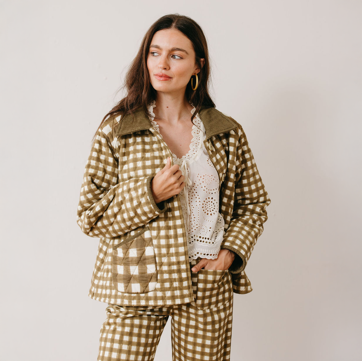 Painted Gingham Barn Jacket