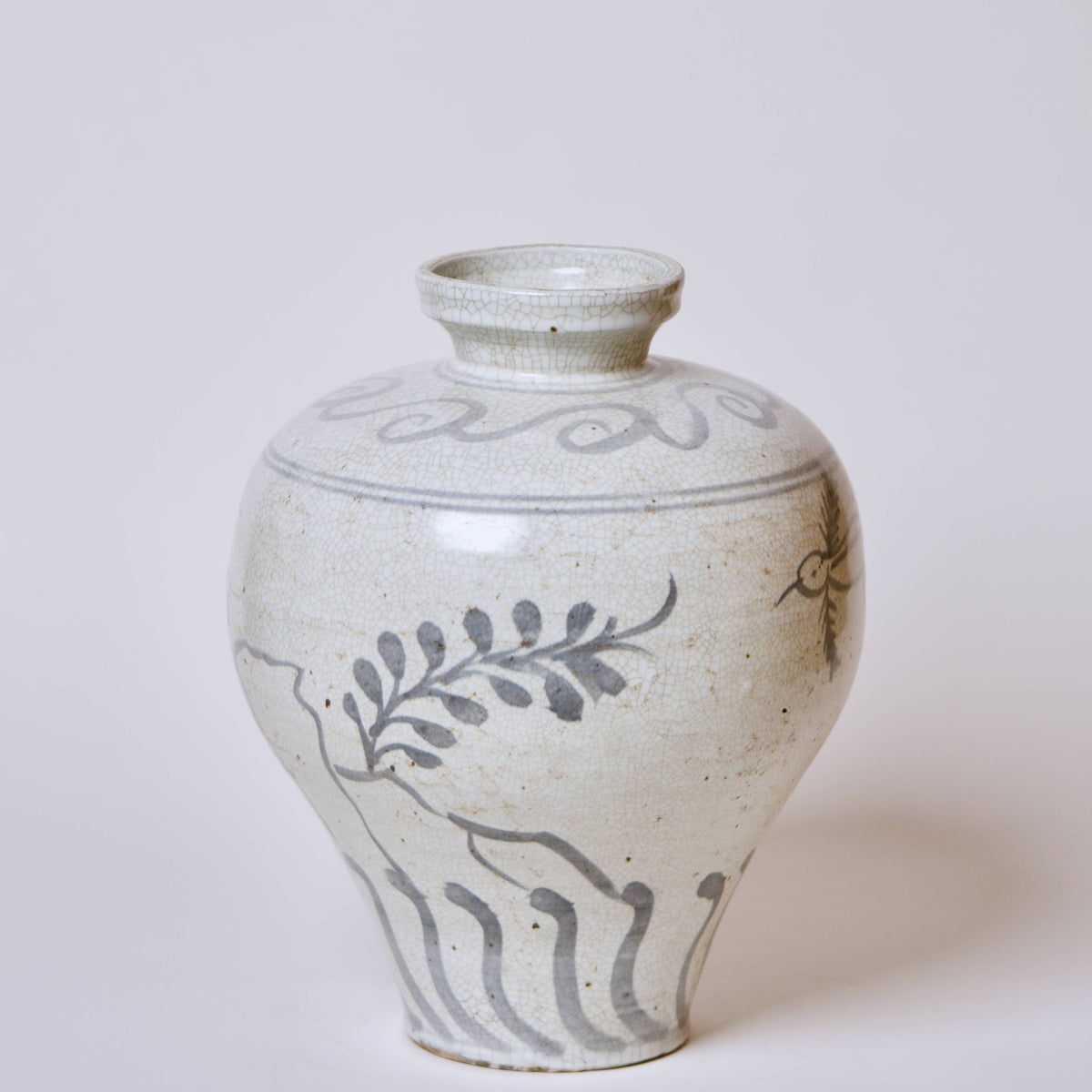 Rustic Blue and White Porcelain Amphora Vase