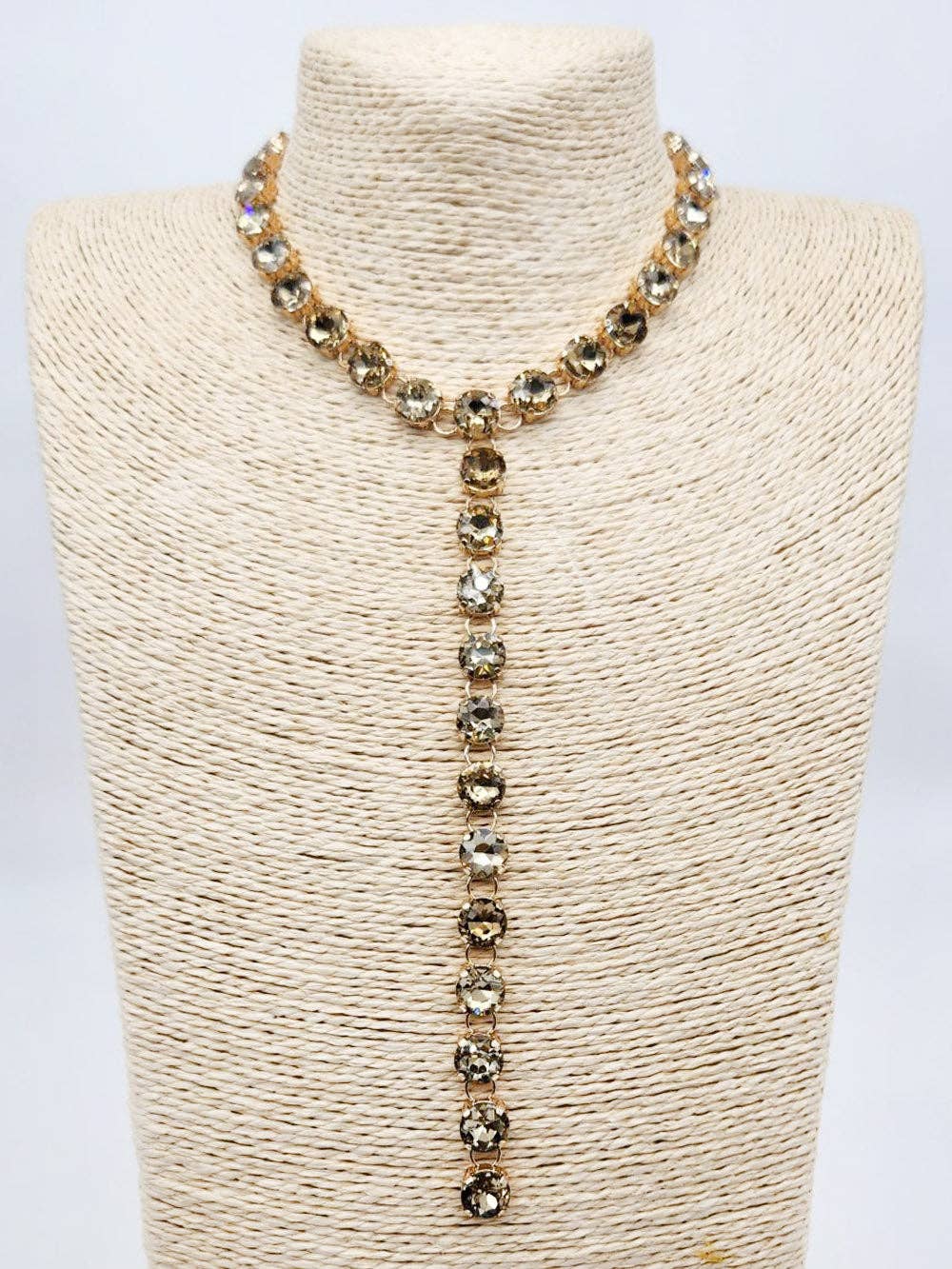 Topaz Brown Crystal  Drop 20” Necklace