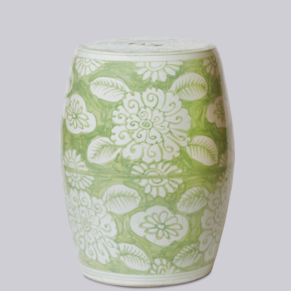 Green and White Porcelain Floral Garden Seat