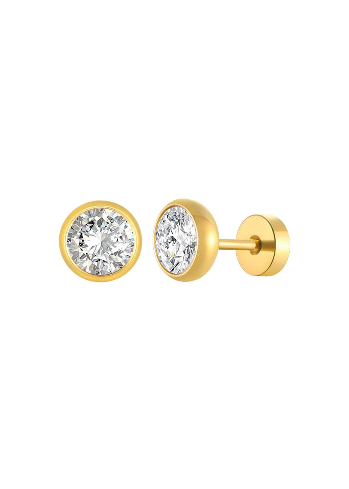 Gold Diamond Screw-Back Studs